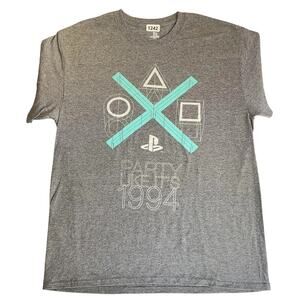 Playstation Men Shirt L Gray Graphic Print Symbols Tee